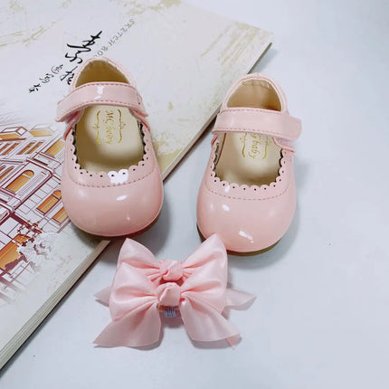 Toddlers Girls Shoes Children's Flats PU Patent Leather Kids Dress Shoes Soft Cute Princess Sweet With Butterfly-knot Bowtie New