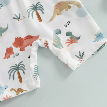 MISOWMNJOY Summer Baby Long Sleeve Swimwear Fashion Toddler Boys Rash Guard Swimsuit Dinosaur Print Zip Beachwar with Swim Cap