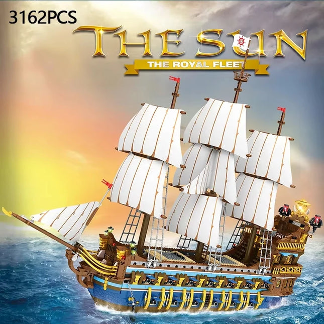 2830PCS Royal Sunshine Sailing Ship Building Blocks Sun Pirate Boat Assembly Model Bricks Education Toys For Kids Holiday Gifts