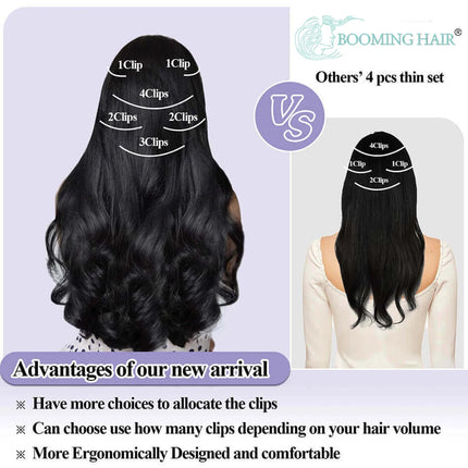 Extensions Long Synthetic Clip In Hair Wavy Clip In Hair Extensions 6Pcs/Set Piece Synthetic Ombre Blonde Brown Thick Hairpieces