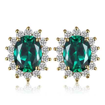 JewelryPalace Created Blue Sapphire Ruby 925 Sterling Silver Stud Earrings Natural Amethyst Garnet Peridot Topaz Princess Diana