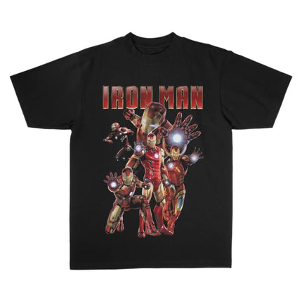 Iron Man Oversized Cotton T-Shirt 90s Streetwear Retro Harajuku Punk Fashion Casual Crew Neck Short Sleeve Top for Men Women