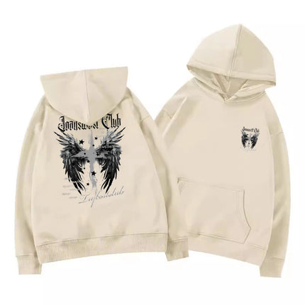 2025 New American High Street Hiphop Adult Men's Autumn Winter Fleece Warm Outdoor Loose Soft Comfortable Hooded Sweatshirt