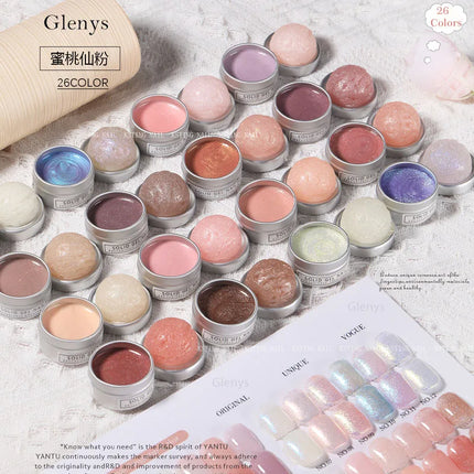 Glenys 26 color peach fairy powder solid gel full set of cream gel with professional color paint pen nail varnish gel set