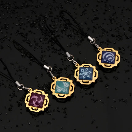 Game Genshin Impact Vision Keychain Luminous 7 Element Double Side Glass Pendant Eye Of Original Keyring Phone Charms Souvenir