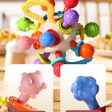 Baby Manhattan Ball Toy Montessori Teether Rattle for 0-18 Months Newborn Soothing Toy Easter Ramadan Gift for Boys Girls