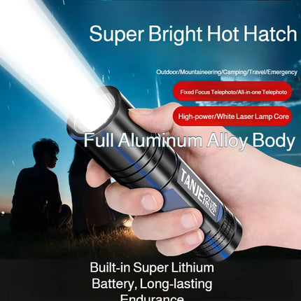 Outdoor Flashlight Small Mini Lighting Strong Light Portable Super Bright Rechargeable Hand Lamp for Hiking/Camping/Emergency