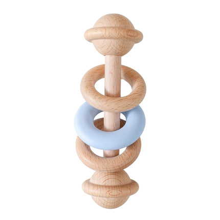 Montessori Baby 1Set Baby Toys Music Rattle Wood Crochet Bead Bracelet Wooden Rodent Chew Play Gym Teether Products Newborn Gift