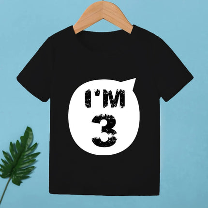 2025 Children Happy Birthday I'M 1 2 3 4 5 6 7 8 9 Years Number Print Funny T-shirts Boys & Girls Baby Tops Kids Summer T shirt