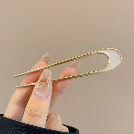 Fashion Luxury Hair Clips Silver Gold Hair Accessories Elegant Enamel Hairpin For Women Metal U Shape Hair Stick Alloy Ornament