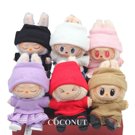 Sweater Set For 15/17cm Ropa Labubu Doll Clothes Match Knitted Hat T-shirt Dopamine Color Matching Fashion Design