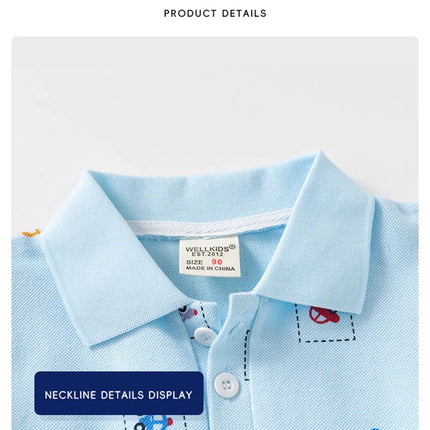 MILANCEL New Summer Kids Polo Shirt 2-6T Cartoon Car Boys T-shirt Korean Version Thin Girls Lapel Tee Children Clothes Tops