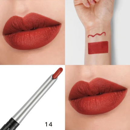 Waterproof Long Lasting Matte Lipliner Pencil Red Contour, Non Stick Cup Tint Lipstick, Moisturizing Lip Makeup