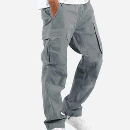 2025new men's workwear pants, European and American men's loose straight casual pants, men's workwear pocket pants