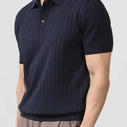 Cool and Stylish Men's Ice-Cold Silk Knitted Polo Shirt for Summer, Trendy Brand Polo Shirt with a Collared Design, Perfect for