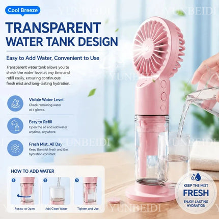 Spray Fan  Portable Small Air Conditioning Fan Humidifier 2/4 Speed Settings Powerful Wind Force for Outdoor Travel Spray Fan