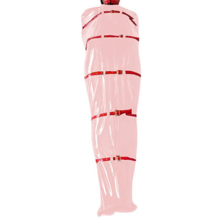 Shiny PVC Faux Leather Bondage Sack Wetlook Sleeveless Sleeping Bag Bodysuit Erotic Costumes Cosplay Jumpsuits Unisex Lingerie