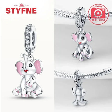 Silver 925 Gold Pyramid Mummy Double Charm Elephant Beads Fit Original Bracelet DIY Fine Jewelry Accessories for Women Gifts