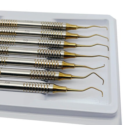 7Pcs Dental Scaler Periodontal Gracey Curettes Set for Subgingival Calculus Removal and Bone Contouring Hand Instruments