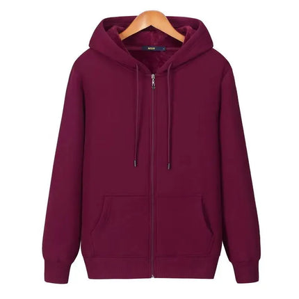 Good Quality Zip Hooded Women And Men Sweatshirt Navy Blue Cotton Casual Street Wear Loose Y2k Spring Autumn Solid Hoodie Jacket