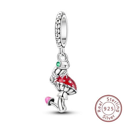 Spring Charms Beads Pendant 925 Sterling Silver Flower Butterfly Dragonfly Mushroom Charms Fit Bracelet Woman Man DIY Jewelry
