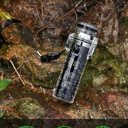 Waterproof Outdoor Camping Compass Dual Arc Type-C Plasma USB Electric Lighter Multi-Function Flashlight Survival Ignition Tool