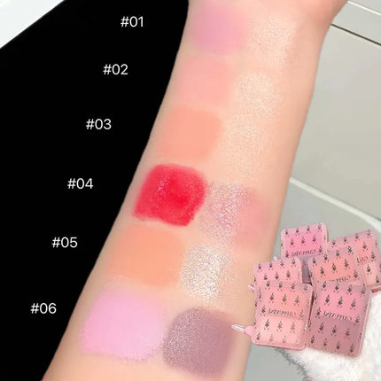 Cappuvini Double Water Glow Blush Cream Hydrating Blusher with Fine Shimmer Natural Makeup Effect Blush Palette