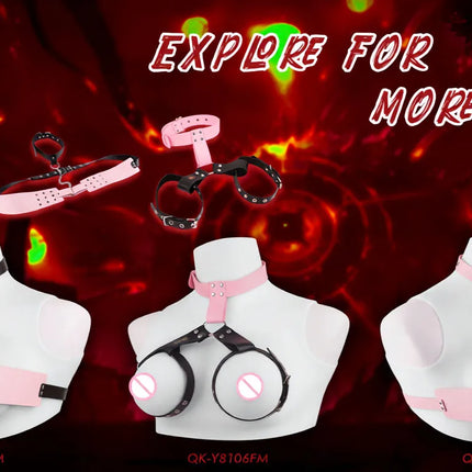 QKKQ Sexy Corset Erotic BDSM Bra With Nipple Clamp Adjustable Chest Bondage Bodice Breast Binder For Women Men Private Games