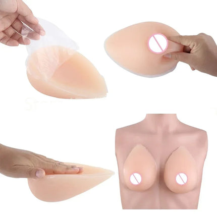 1 Pair=2pcs Realistic Self-Adhesive Silicone Fake Breasts Form for Crossdresser Prosthesis Transgender Cosplay Fake Boobs