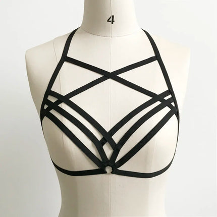 Sexy Bandage Bras Binding Sraps Lingerie Breathable Sexuable  Black Cupless Bra Hollow Elastic Cage Bra Bandage Strappy