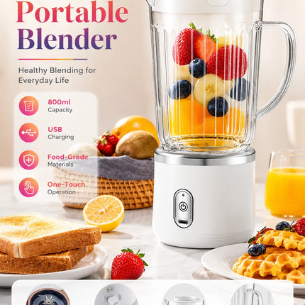 800ml Big Cup Electric Juicer Blender One-Button Operation USB Charging Portable Ice Fruit Smoothie Maker