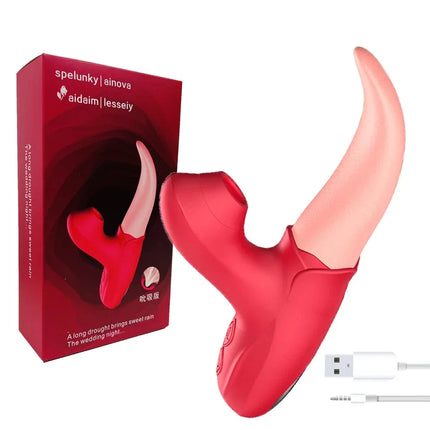 2 in1 Tongue Licking Oral Sucking Vibrator for Women Clit Stimulator Female Masturbation Sucker Lick Vaginal Massager Sex Toy