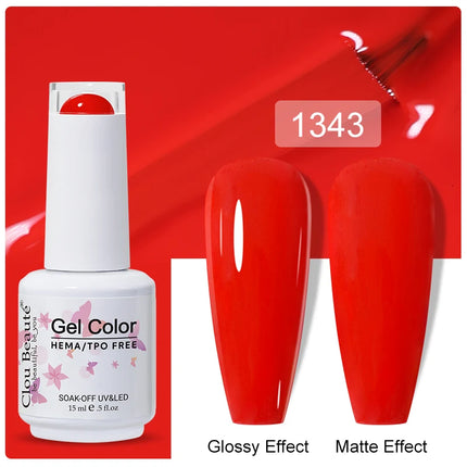 Clou Beaute 15ml Nail Gel Polish Vernis Semi Permanent UV LED Lamp Lakiery Hybrydowe Hema Free Red Nail Art Gel Lacquer Gel