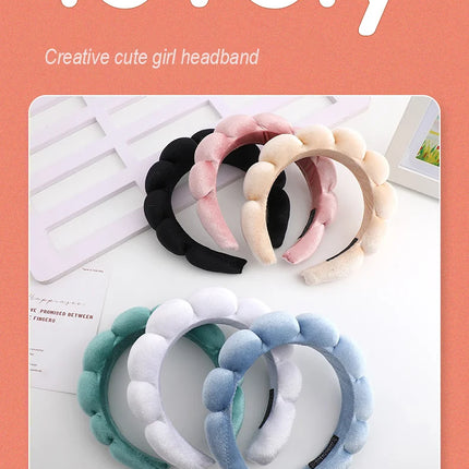 Retro Puffy Hair Band Sponge Headbands for Women Velvet Cloth Padded Girls Makeup Hairband Beauty Fashion Hairband Accessories