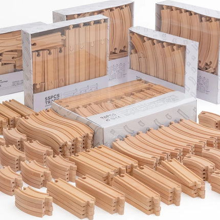 NEW Wooden Track Set Beech Wood Track Expansion Package Railway Train Track Set Fit for All Brands Trains Toys for Kids Gifts