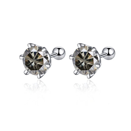 BIJOX STORY 0.5-2ct Moissanite Screw Stud Earrings D Color 925 Sterling Silver Diamond Earrings For Women Wedding Fine Jewelry