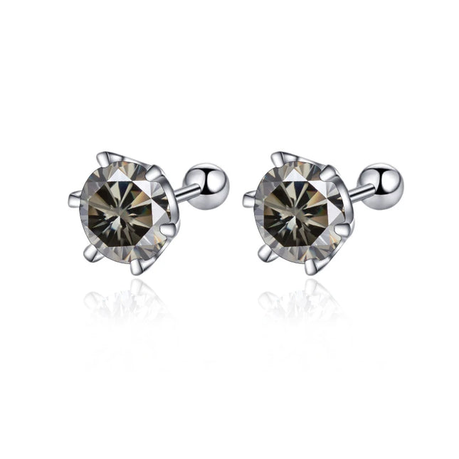 BIJOX STORY 0.5-2ct Moissanite Screw Stud Earrings D Color 925 Sterling Silver Diamond Earrings For Women Wedding Fine Jewelry