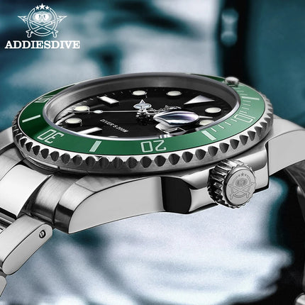 ADDIESDIVE Classic Men's Quartz Watch 20Bar Waterproof Super Luminous Diving Watches Stainless Steel Ceramic Bezel MY-H3-2 Watch