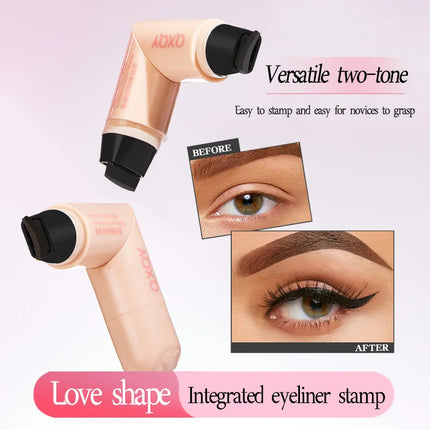 QXQY Easy Stamp Wing Eyeliner Pen - Dual Ended (Stamp + Pencil), Waterproof, Quick Dry, All Day Wear, Foolproof Application, Mus