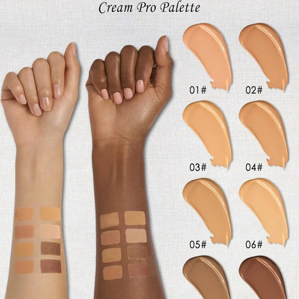 8 Color Cream Contour Palette Makeup, Long Lasting Full Coverage Concealer for Black Women, Contouring Foundation