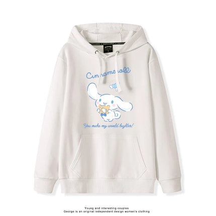 Haze Blue Cute Girl Sweet Heart Cute Girl Holding Toy Rabbit Dog Hooded College Wind Jk Tide Sweater Simple College Style Wear