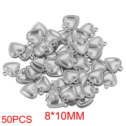 50pcs Stainless Steel Small Heart Charms for Jewelry Making Necklace Bracelet Extend Chain Tail Tag Supplies Material Wholesale