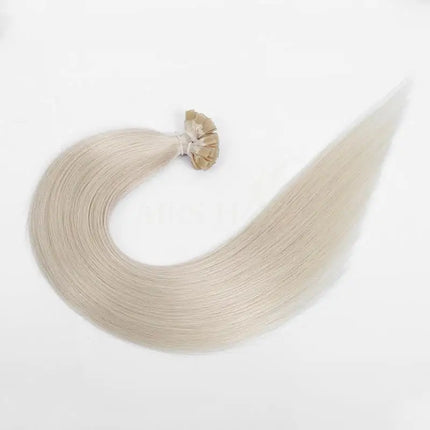 White Blonde 1001# Flat Tip Hair Extensions Keratin Human Hair Extension Fusion Hair 1x0.8cm Bond 12-24inch Non-Remy 1g/strand