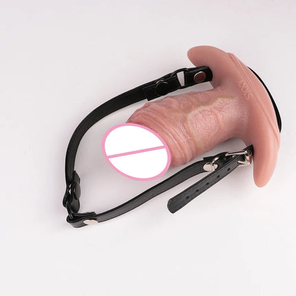 SXXY Wiress Control Vibrator Realistic Silicone Soft Dildo With Mouth Gag Belt Lifelike Textured Mouth Gag Sex Toy For 18+