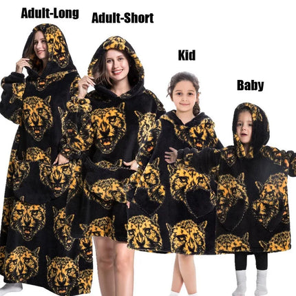 Plush Fleece Family Matching Hoodie Girl Sweatshirt Homewear Men Women Children Thick Pullover Oversize Winter Sherpa Blanket