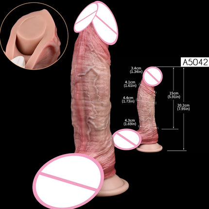 SXXY Skin Texture Lifelike Double Layer Silicone Dildo Elastic Soft Anal Plug Vaginal Anus Stimulator Dual Layer Penis Sex Toys
