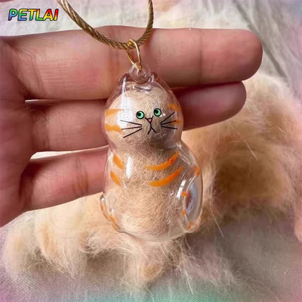 Cat hair creative accessories pet hair keychain cat pendant bottle collector memorial collection keychain hair storage bottle