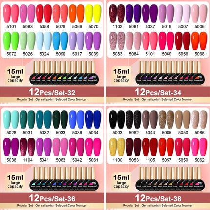 Rainbow Ghini 12pcs/set Gel Nail Polish HEMA TPO FREE Vernis Nail Gel Polish Autumn/Winter Style Supplies ins Style Nail Polish
