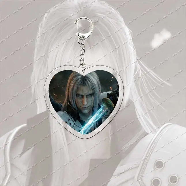Acrylic Hot Game Sephiroth Keychain Bag Charms Heart Sephiroth Keyrings Pendant Accessories Gamer Fans Gifts