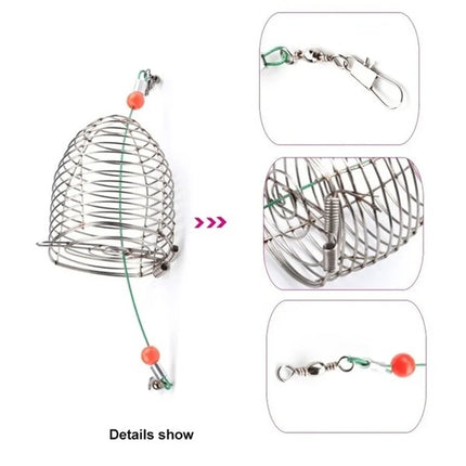 FLYSAND Fishing Cage Fishing Stainless Steel Bait Cage Basket Feeder Holder Fishing Lure Cage 3 Sizes S/M/L Fishing Feeder Cage